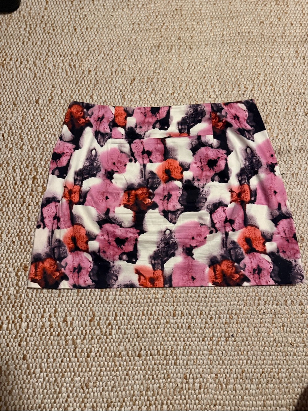J. Crew Pink, Black & Coral Abstract Floral Mini Skirt